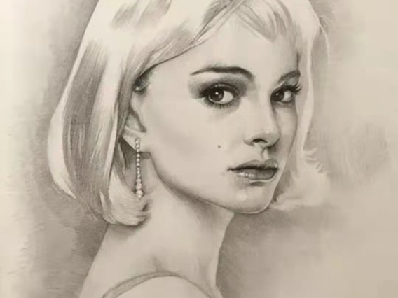 sketch of a person with blonde hairy looking at viewer