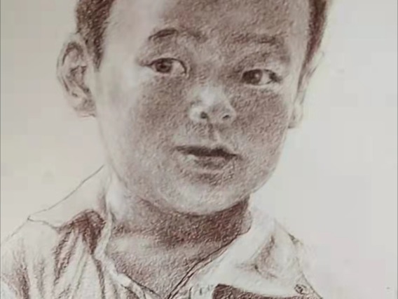 sketch of child gazing